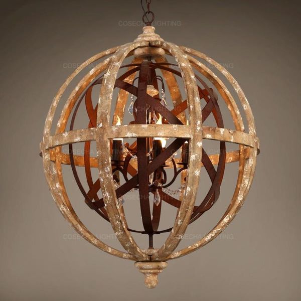 

chandeliers globe wood chandelier bedroom living room hanging lights antique round sphere wooden for master foyer kitchen
