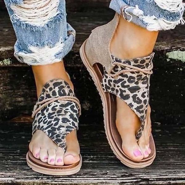 

sandals 2021 seller - women leopard pattern large size rome women's anti-slip selling wedges summer shoes, Black