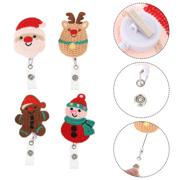 

gift wrap 4pcs christmas badge reel retractable knitting holder with alligator clip