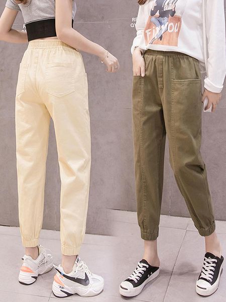 

women's pants & capris casual 2021 summer show thin, loose and versatile, Black;white