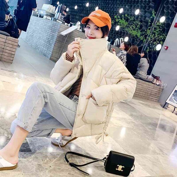 

college style sweet aging korean version versatile down cotton padded jacket women's short 2021 warm winter, Black