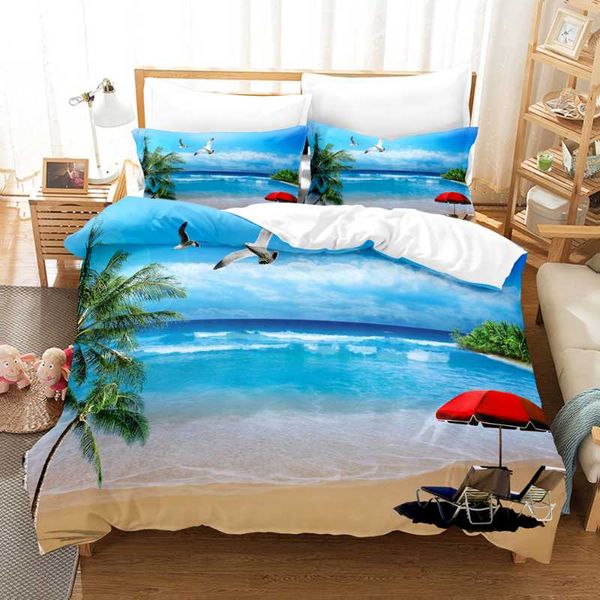 

bedding sets seaside scenerybedding set single twin full  king size ship coconut tree bed children's kid bedroom duvetcover 07