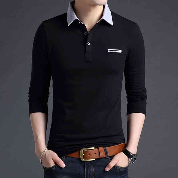 

men's polos shirt with long sleeves, plus size, , spring and fall, casual, cotton, korean fashion, p03, 9sgc, White;black