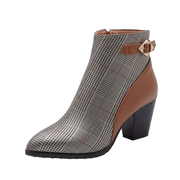 

boots big size personalized plaid women shoes ankle for ladies woman winter, Black
