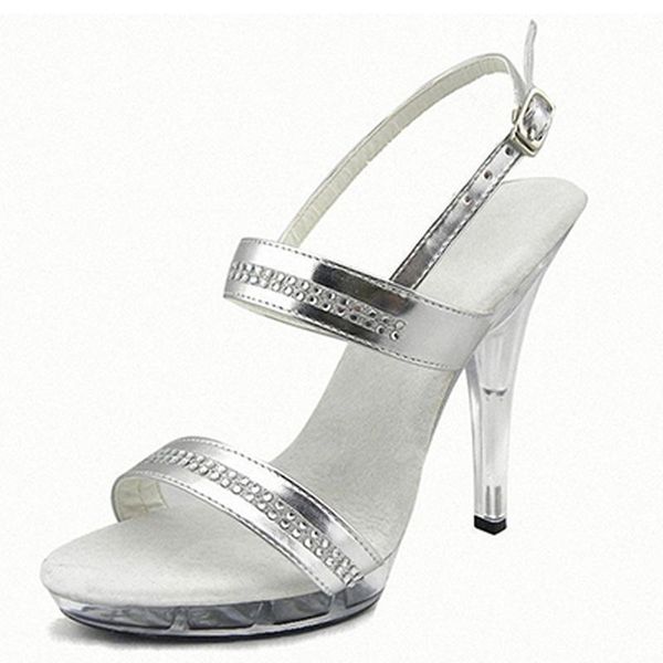 

mclubgirl 13cm heels round head stiletto sandals stage shoes model crystal platform rhinestone large lyp, Black