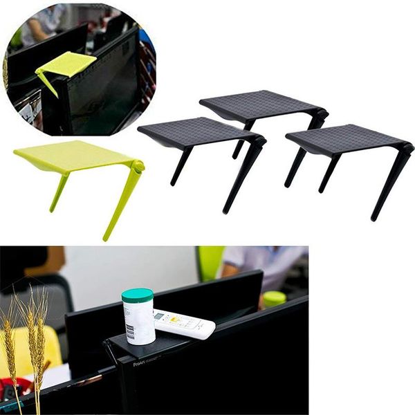 

adjustable tv screen storage shelf rack holder computer monitor deskstand display small hooks & rails