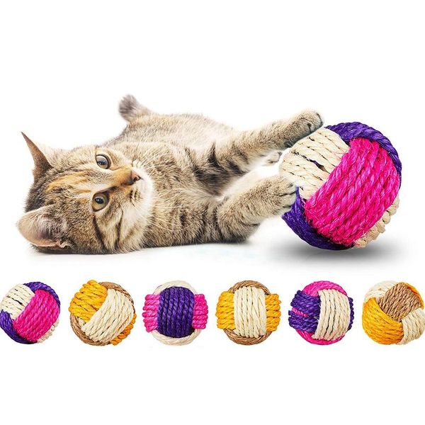 

cat ball toy funny interactive pet toys play chewing rattle scratch catch exercise sisal balls