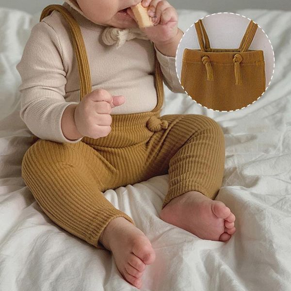 

trousers spring and autumn children's clothing boys suspenders solid striped high waist baby girls leggings infant, Blue