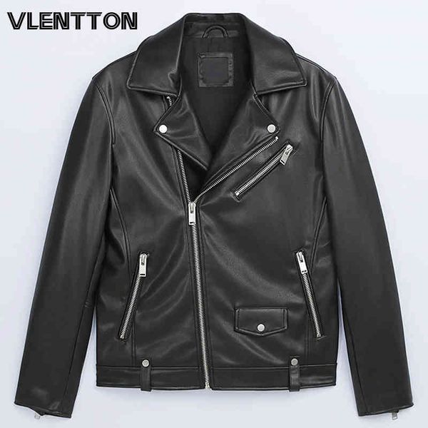 

new spring autumn black faux leather et fashion zipper solid biker coat men