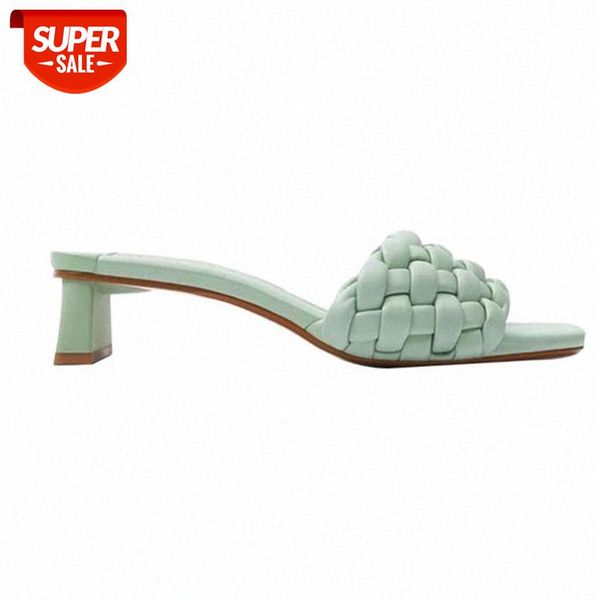 

Women Pumps Individual Heel High Quality Weave Slippers Summer Outdoor New Ladies Shoes Square Head Casual Women's Sandals #1g0r