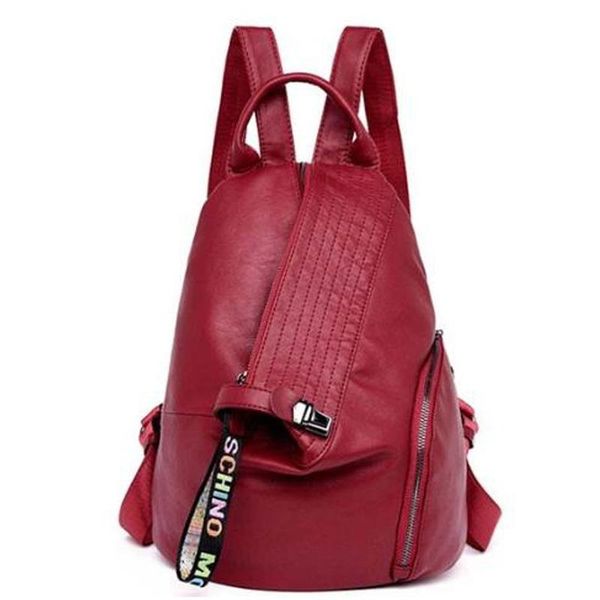 

backpack fashion vintage soft pu female anti theft solid women large capacity ladies shoulder travel bag