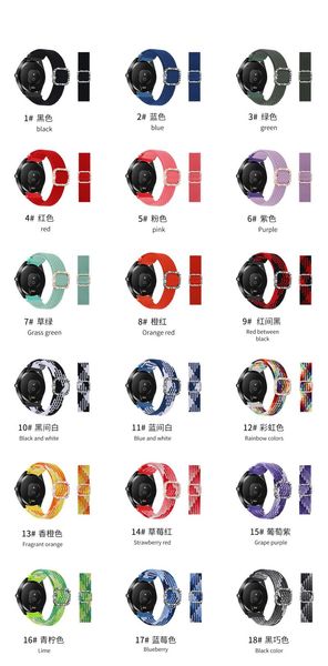 

watch bands goosuu 20mm 22mm braided solo loop color band for huawei gt 2 pro 2e strap samsung galaxy /45mm active gear s3, Black;brown