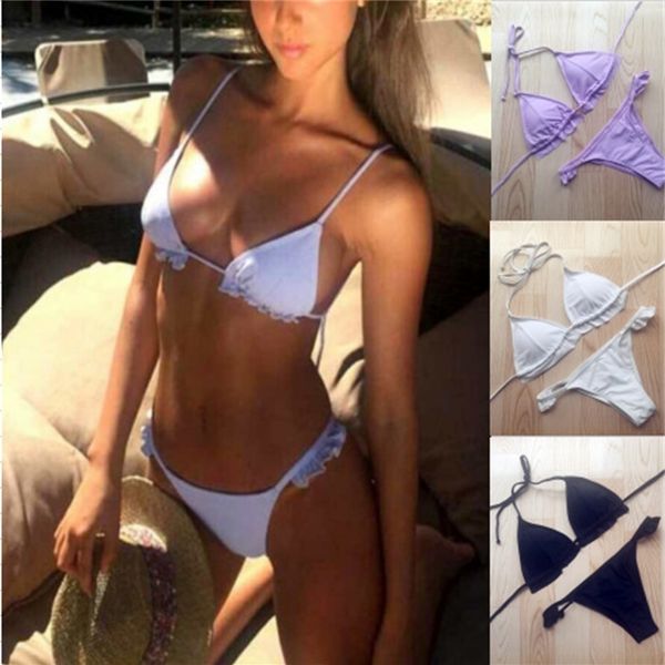 

bikini new swimsuit women's ruffle bikini swimsuit, White;black