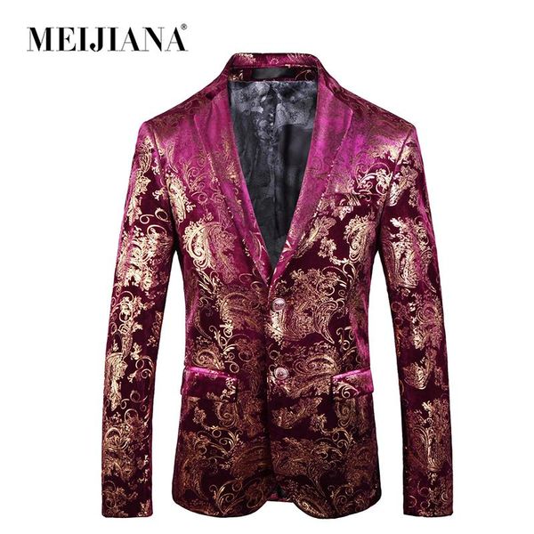 

men's suits & blazers meijiana 2021 costume male jacket wine red flower print groomsmen wedding evening party dress suit blazer masculi, White;black