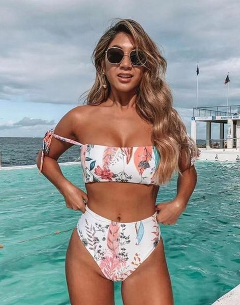 

cute swimwear 2021 swimming for women swimsuit 2 two piece bathing suit female beach wear high waist bikini sea print women's, White;black