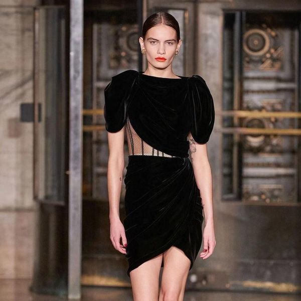 

dresses vero sinly short sleeve mesh black veet mini women winter 2021 designer elegant evening party club vestido, Black;gray
