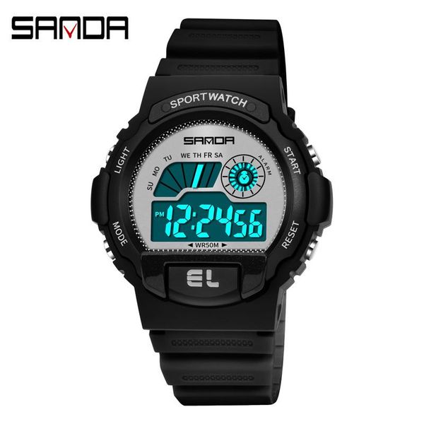 

wristwatches digital watches outdoor sports students watch resistant waterproof led display electronic week alarm teens clock, Slivery;brown