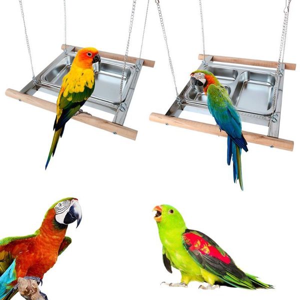 

knoping rvs bird feeder cup papegaai kooi food water come feeding dish