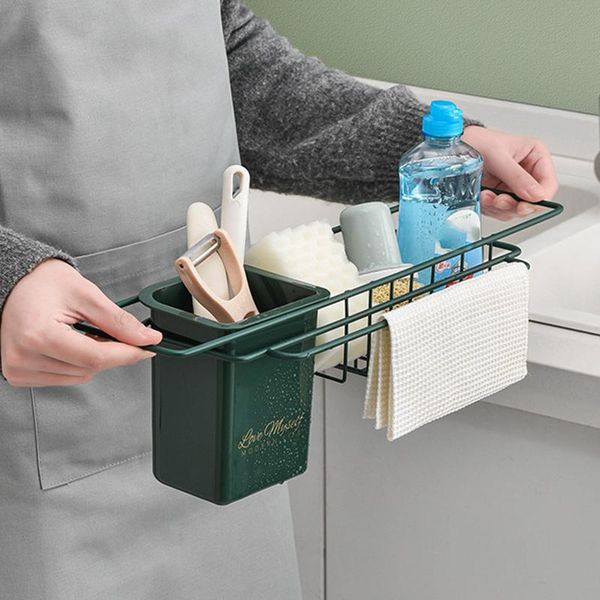 

convenience sink storage rack home kitchen organizer sponge soap scrubber dishcloth hanger for wwo66 bottles & jars