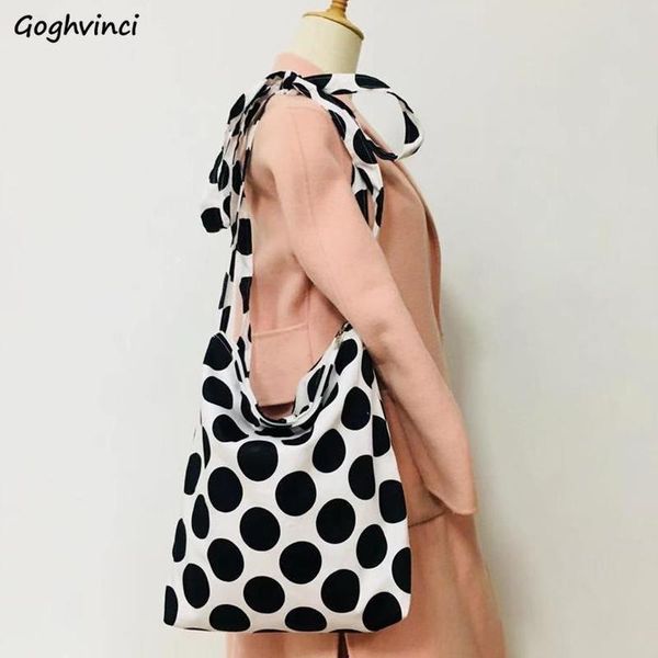 

shoulder bags women chic dot fashion crossbody canvas students retro zipper flap-bag large capacity ins shopper bag korean style