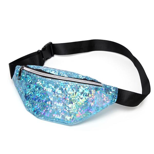 

women hologram laser waist bag fanny pack zipper waterproof adjustable chest bling shoulder cross body bags
