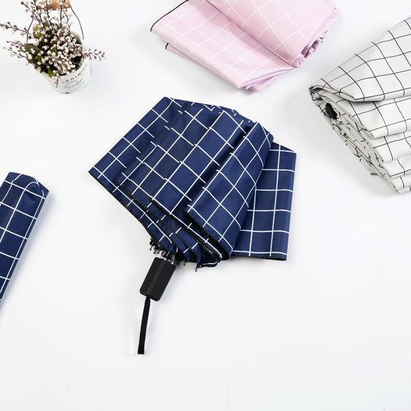 

umbrellas ins british style black lattice umbrella rain uv charms folding for women men windproof custom