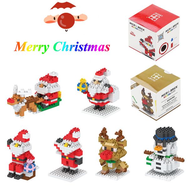 Party Favor Weihnachten Mini Blöcke Santa Claus Modell Ziegelsteine ​​Kinder Baustein Weihnachten Kinder Spielzeug W-00834