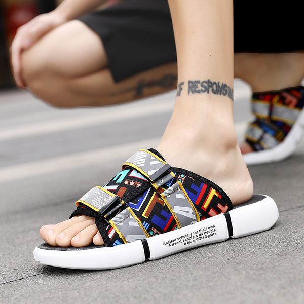 

size large slippers sandals men's summer and korean personalized beach shoes style vdrj, Black