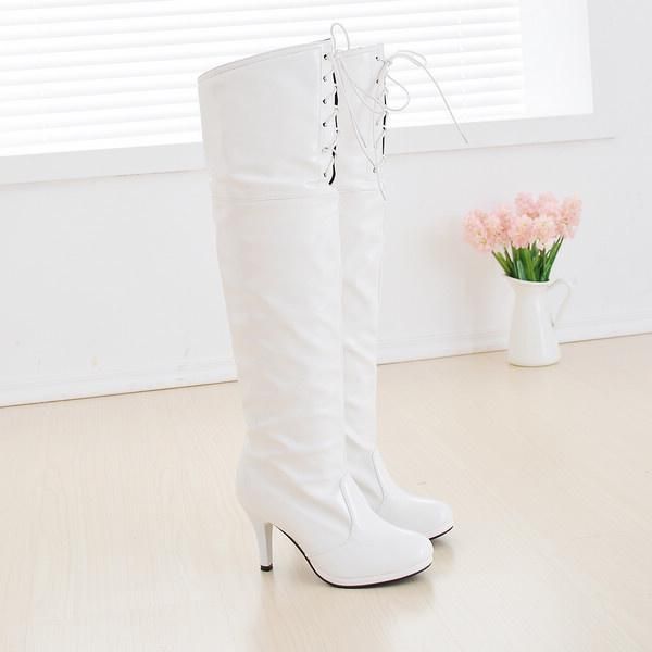 

boots women's shoes overknee dance size high heel waterproof platform, Black