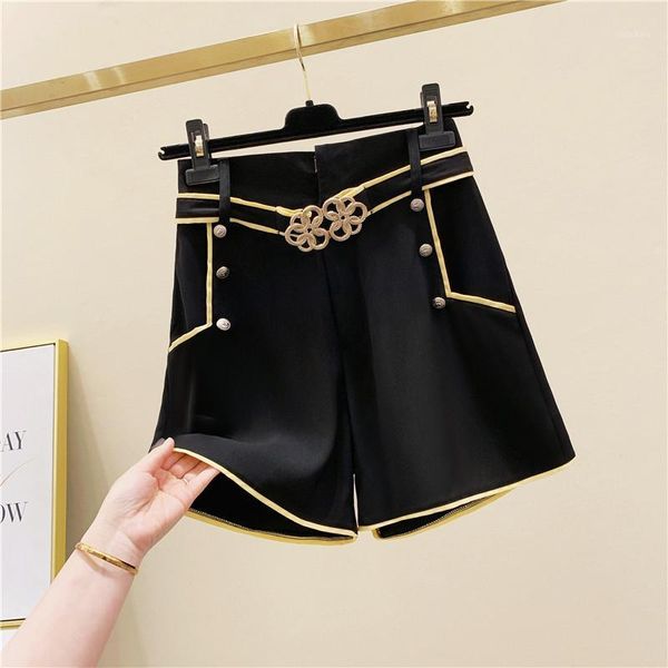 

black high waist rivet a- line shorts female summer korean style chiffon wide-leg casual clothes women's, White;black