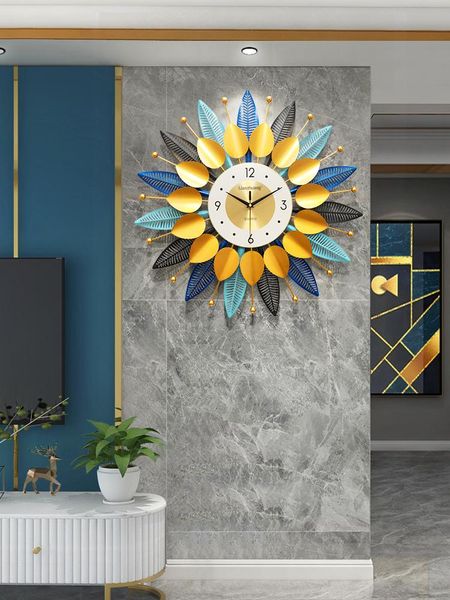 

wall clocks creative metal clock modern design iron luxury mechanism round unique bedroom reloj mural home decoration 50