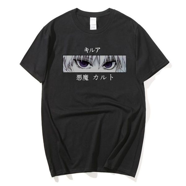 

men's t-shirts 100% cotton men women t-shirt kawaii x tshirt killua zoldyck fitted soft anime manga tee shirt, White;black