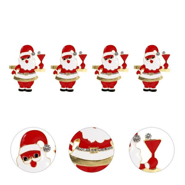 

napkin rings 4pcs christmas buckles table decors (red)