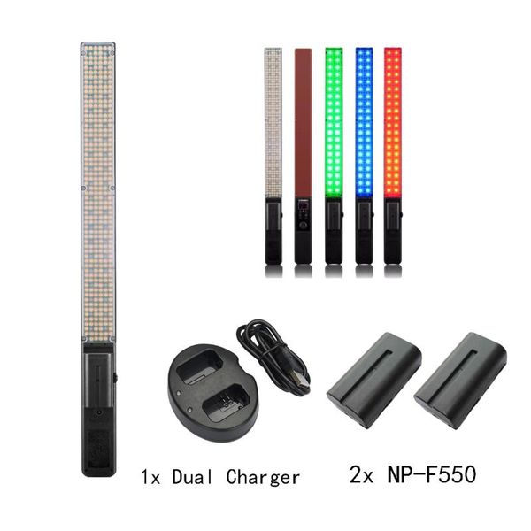 

yn360 3200k-5500k cri 95+ handheld led video light rgb color + 2* battery dual charger flashes