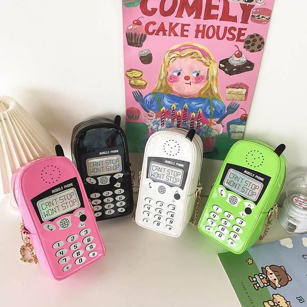 

evening bags pooflower funny phone pattern pu leather small shoulder for women letter print chains crossbody girls gift zh531