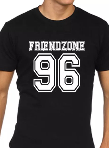 

divertente mens t-shirt amico zone 96 69 varcity, White;black