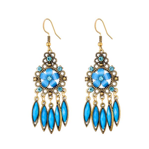 

boho fashion jewelry earrings for women acrylic crystal wedding earrings bohemian flower geometric earring pendientes, Silver