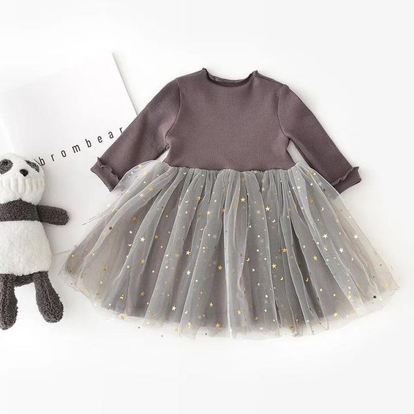 

girl's dresses winter baby girl clothing long sleeve girls dress sequins stars tutu casual school daily wear princess party, Red;yellow