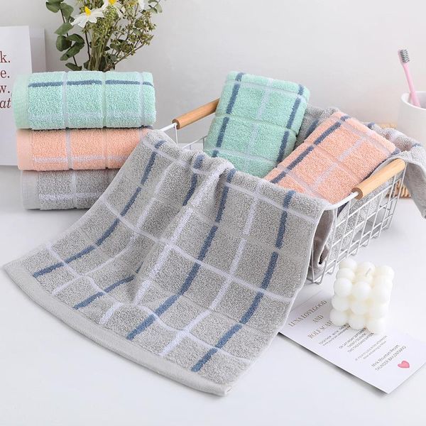 

towel 1/5pcs/lot 100% cotton simple plaid face strong absorbent fast drying hand bathroom towels household wash