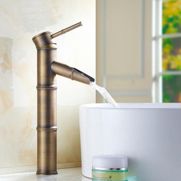 

bathroom sink faucets european copper black bamboo style basin faucet antique, retro bronze mixer water tap and cold
