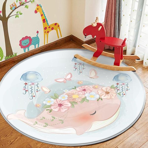 

carpets cute pink dolphin pattern kids play carpet children rug baby nursery crawling flannel durable floor non-slip