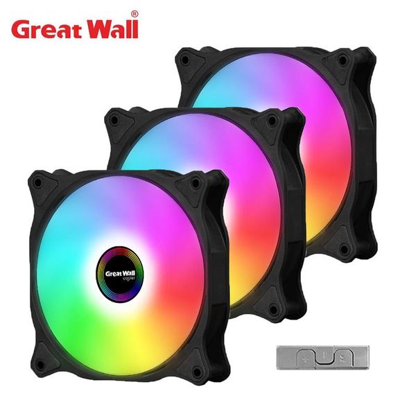 

great wall 3 fans with control pc case argb 5v 3pin aura sync cooling fan mute 4pin hub computer rgb cpu cooler & coolings