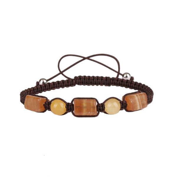 

natural rough brown amazon moonstone onyx stone beads adjustable handmade cord knot macrame bracelets charm, Golden;silver