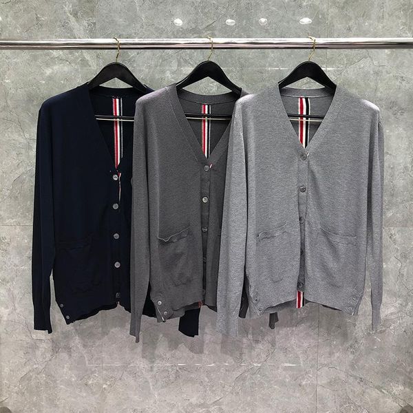 

men's sweaters brand 2021 fashion men slim fit v-neck cardigans clothing striped wool cotton spring and autumn casual coat, White;black