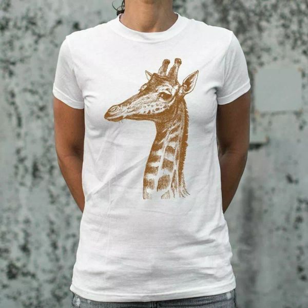 

erect giraffe t-shirt | short sleeve graphic tee for women, White;black