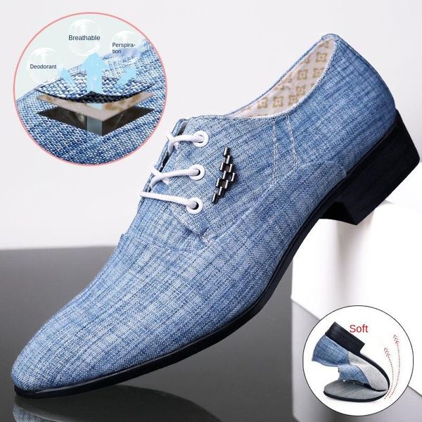 

canvas derby shoes mens dress wedding casual flats male formal footwear mixcolor loafers blue, Black