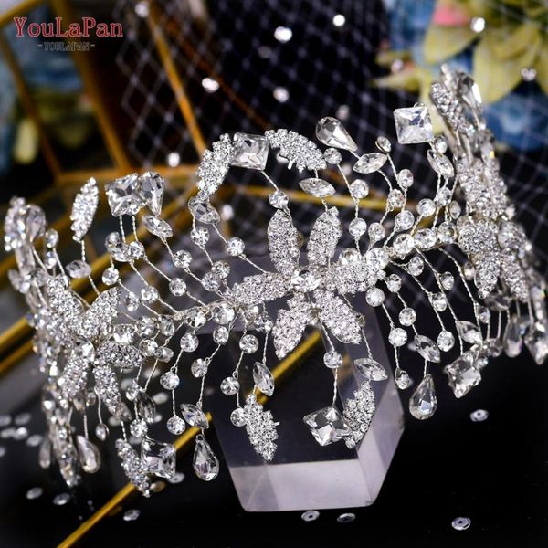 

headpieces youlapan hp384 rhinestone hair vines for bride headband luxury headpiece handmade large wedding accessories, Silver