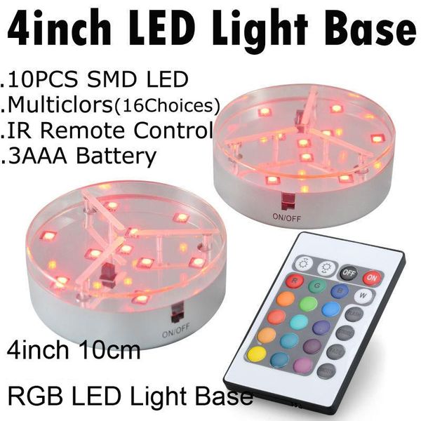 

party decoration 4inch round led plate light base lights super bright leds vases table battery operated lamps for wedding