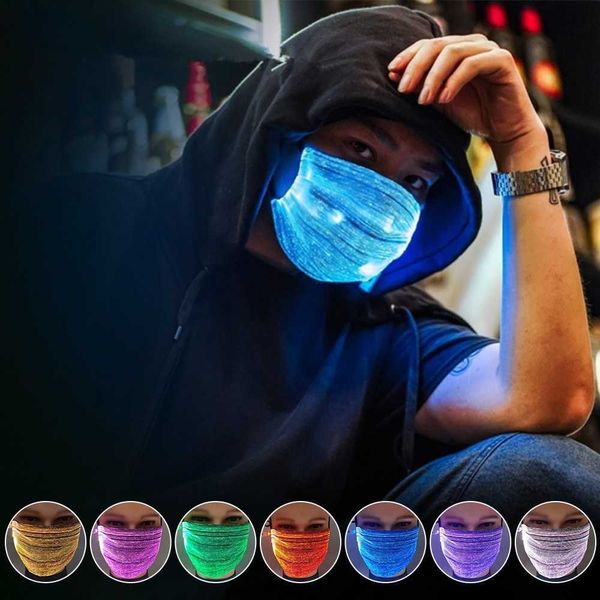 Maschere per il viso illuminate a LED Maschera luminosa colorata Prom Nightclub Maschera incandescente per Halloween Festa di Natale Festival Danza Cosplay Masquerade