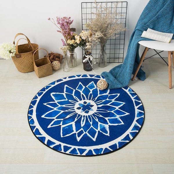 

bath mats european round carpet bedroom computer chair hanging basket rattan cushion simple bathroom modern household mat